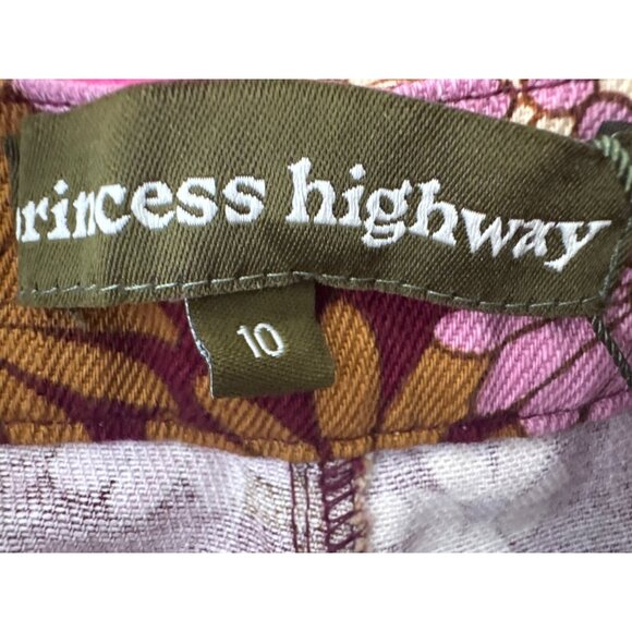 Princess Highway Size 6 Floral Pink & Brown High Waisted Overalls Cotton NWT - Picture 5 of 16